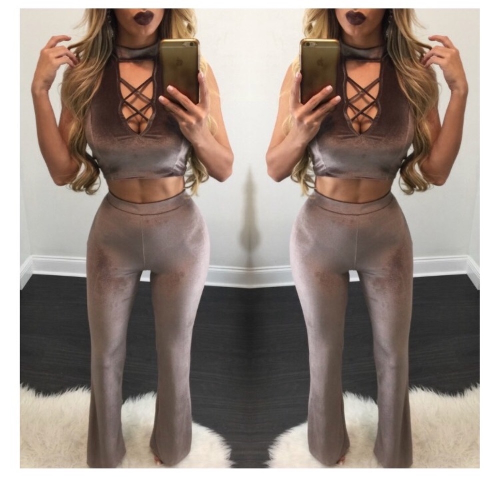 Velvet two piece pant set